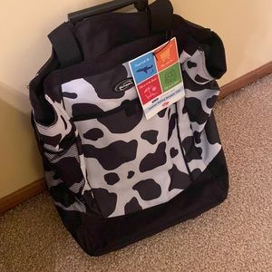 OLYMPIA Cow Print Rolling Shopper Tote NEW